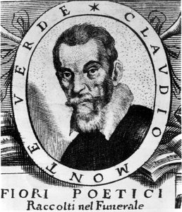 Portrait of Claudio Monteverdi (1567 - 1643) after the frontispiece of Fiori poetici raccolti nel funerale del molto illustrious e molto reverendo Signor Claudio Monteverdi, published in Venice in 1644