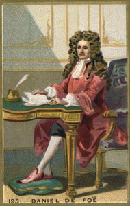 Portrait of Daniel Defoe (1660-1731), English poet, novelist, and journalist. Chromolithography of the 19th century