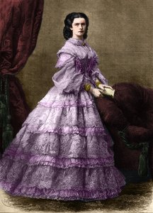 Portrait of Elisabeth de Wittelsbach (1837-1898) (Sissi), Empress of Austria (1854-1898) and Queen of Hungary (1867-1898), née Duchess in Bavaria. Engraving of 1864. Private collection. by Unknown artist