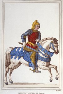 Portrait of Etienne de Vignoles or Vignolles dit La Hire (Lahire), French warman (1390-1443) (engraving of 1830) by Unknown artist