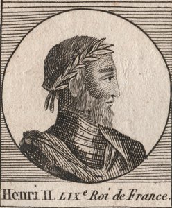 Portrait of Henry II (1519-1559) King of France - engraving from “Instruction sur l