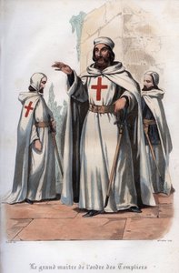 Portrait of James of Molay, Grand Master of the Knights Templar. Engraving from 1842 in Histoire des popes by Maurice Lachatre. Private collection.