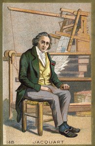 Portrait of Joseph Marie Jacquard (1752-1834), French mechanic in front of his automatic loom.