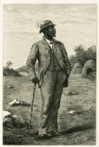 Portrait of King Sepopo of Zambeze (engraving by P. Dufour, to illustrate the story 