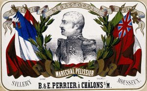 Portrait of Marshal Pelissier on a Champagne Label by Unknown artist