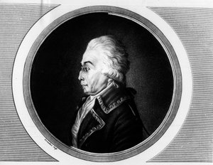Portrait of Nicolas Luckner (1722-1794) Marechal of France. Engraving in 