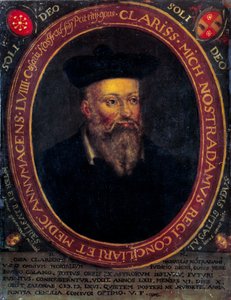Portrait of Nostradamus, Michel de Notre Dame (1503 - 1566) French astrologer and doctor. Copper engraving by Unknown artist