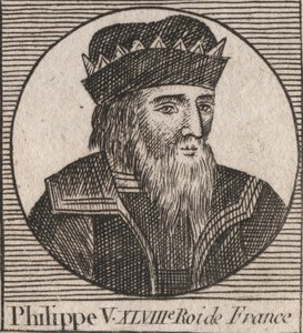 Portrait of Philip V called the Long (1294 - 1322), King of France - engraving from “Instruction sur l