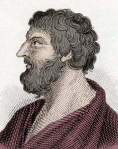 Portrait of Pittacos of Mytilene, Greek statesman. Engraving 19th century