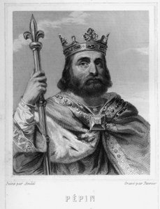 Portrait of Pépin le Bref (v. 714 - 768), King of the Franks, first of the Carolingians - in “Histoire des Français” by Lavallée