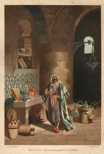 Portrait of Rhases (Rhazes, Razi, Al-Razi, Razis, or Rases) (840-923) Persian scientist in his laboratory in Baghdad. Barcelona 1881 by Unknown artist