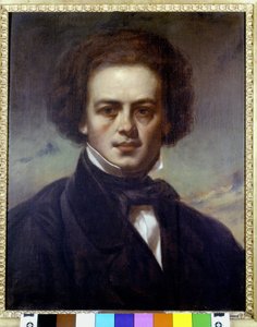 Portrait of Robert Schumann (1810-1856), German composer. Anonymous painting around 1840. Museo Teatrale alla Scala. by Unknown artist