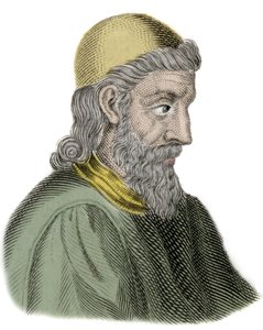 Portrait of Saint Bede the Venerable (Beda Venerabilis) (672-735) Monk and Doctor of the Church - Engraving by Unknown artist