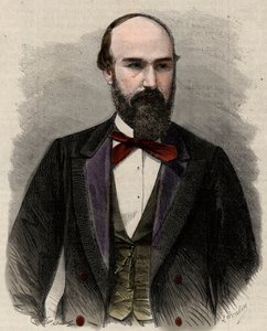 Portrait of Santos Gutierrez (1820-1872) politician and former president of the United States of Colombia. Engraving in 