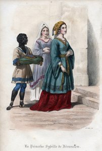 Portrait of Sibylla of Jerusalem (Jerusalem Sibylle) (c. 1160-1190), Princess then Queen of Jerusalem. Engraving from 1842 in 