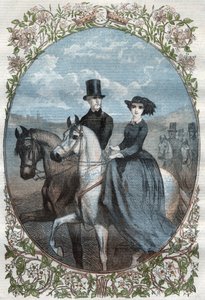 Portrait of Their Royal Highnesses Princess Victoria (1840-1901) and Crown Prince Frederick William of Prussia (1831-1888). Engraving from 1858