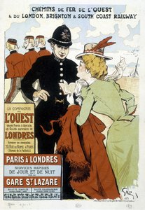 Poster of the Western Railway and Paris-London Railway, by Grun