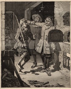 Pottery: pipe earth (fine faience). The Englishman John Astbury came to the house of the brothers John Philip and David Elers to steal from them the secret of the new white faience. Engraving from 1885 in 