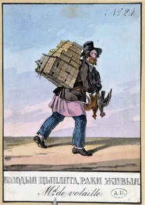 Poultry dealer - Engraving of the 19th century by Unknown artist