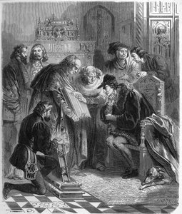 Presentation of the Bible printed to Louis XI (1423-1483), King of France