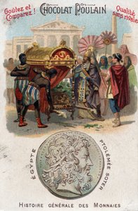 Ptolemy I (360-283 BC) Soter (savior) had Alexander the Great buried. In General History of Coins. Chromolithography of the end of the 19th century. Private collection. by Unknown artist
