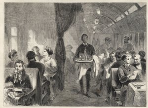 Pullman Dining Carriage of the Pacific Railways in 1869