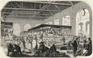 Quai des Augustins: Marche de la Vallee - Engraving in Tableau-de-Paris by Edmond Texier