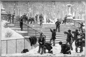 Recreation of a school battalion at the Luxembourg Garden in Paris in 1888