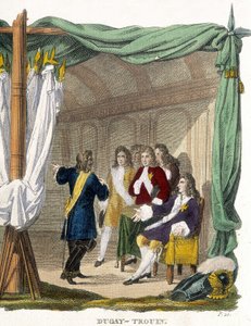 Rene Duguay Trouin (Duguay-Trouin) (Rene Trouin du Gue dit) (1673-1736) before King Louis XIV (1638-1715). Engraving of the 19th century by Unknown artist