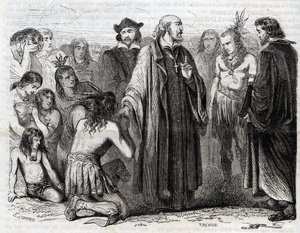 Representation of Bartolome de las Casas, Dominican Priest, Missionary with the Indians (engraving) by Unknown artist