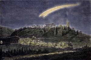 Representation of a comet above the town of Athens in 1878 by Unknown artist