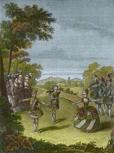 Representation of the ballet "The Triumph of Love" by Christoph Willibald Gluck at Schonbrunn, Vienna 1865 (engraving)