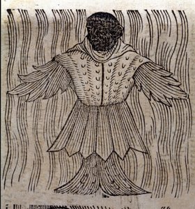Representation of the sea monk, imaginary fish and marine monster. Engraving from 