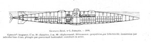 Representation of the submarine by Gustave Zede, 1888
