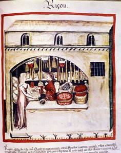 Rice seller - in Tacuinum Sanitatis by Unknown artist