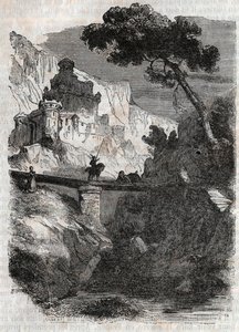 Rodomont defeated by Bradamante - engraving of 1851 from Furious Roland (Orlando furioso) (16th century) by Ludovico Ariosto, known as the Ariosta - Edition translated from Italian by the Count of Tressan and published by Gustave Harvard 1851 by Unknown artist