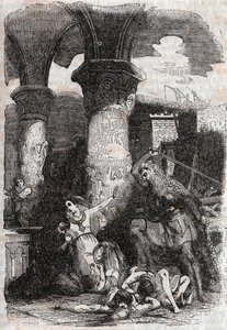 Rodomont massacres the inhabitants of Paris - engraving of 1851 from Roland furieux (Orlando furioso) (16th century) by Ludovico Ariosto, known as the Ariosta - Edition translated from Italian by the Count of Tressan and published by Gustave Harvard 1851 by Unknown artist