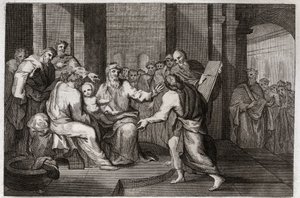 Royaumont Bible, New Testament: Circumcision of Jesus Christ. Illustration from 1811.