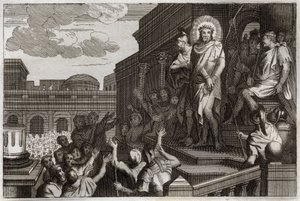 Royaumont Bible, New Testament: Ecce Homo. Pontius Pilate Presents Jesus Christ to the Crowd Saying, 