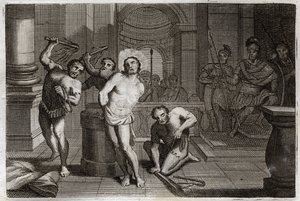 Royaumont Bible, New Testament: Flogging of Jesus Christ. Illustration of 1811. by Unknown artist