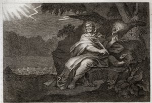 Royaumont Bible, New Testament: The evangelist Saint John with the eagle. Illustration from 1811