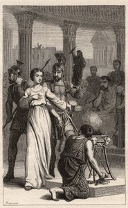 Saint Blandina - Saint Blandine (martyr 177) refuses to sacrifice to idols - engraving in The Illustrious Women Of France by Oscar Havard - 1886 by Unknown artist