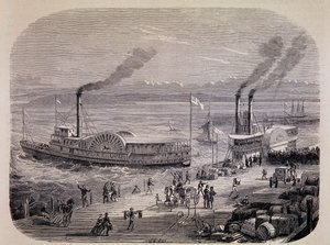 San Francisco Docks and Paddle Wheeled Boats (California) - in 