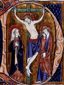 Scene of Crucifixion in a Letterhead (letter D). Miniature in 