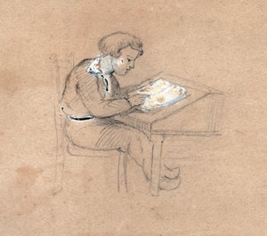 Schoolboy at Work (drawing, circa 1830)