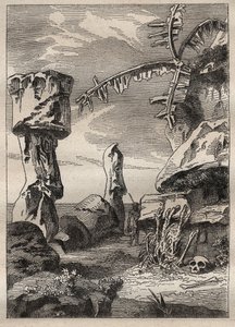 Second voyage (1772-1775) by Captain James Cook (1728-1779): monuments of Easter Island (monumental statues, moai) - illustration taken from 