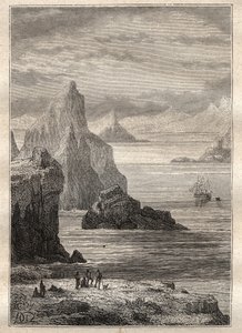 Second voyage (1772-1775) by Captain James Cook (1728-1779): view of the Noel Canal, Terre de Fuego - illustration taken from 
