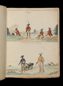 Sepoys, a native gunner and a serang (boatswain) by Unknown artist