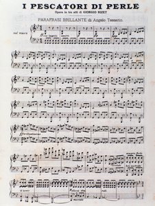 Sheet music page for The Pearl Fishermen, opera by Georges Bizet by Unknown artist