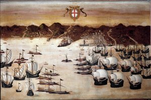 Ships in the Port of Genoa by Unknown artist